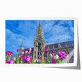 Rolled print of Munich scenery with vibrant floral elements in soft hues, ideal for art wall dining room.