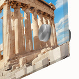 Large abstract depiction of Athens with muted earth tones on acrylic glass.