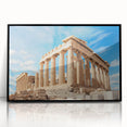 Large abstract wall art depicting the Athens skyline in muted earth tones on a framed acrylic.