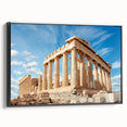Black and white framed canvas of Athens landscape, ideal for bedroom wall art.