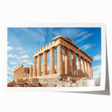 Rolled print of Athens scenery with floral accents in soft pastel shades, ideal for art wall dining room.