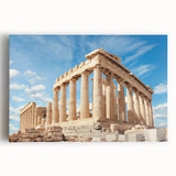 Black and white photo of Athens skyline on stretched canvas, ideal for kitchen wall art or bedroom decor.