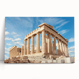 Black and white photograph of Athens skyline on stretched canvas, ideal for kitchen art.