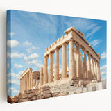 Large stretched canvas depicting an Athens cityscape in muted earthy tones, suitable for kitchen wall art.