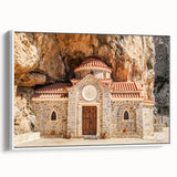Vintage poster art of Crete, Greece on extra large framed canvas, featuring colorful imagery against a black background.