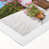 Art deco poster of Rhodes, Greece, featuring pastel shades on rolled canvas, ideal for dining room wall art.