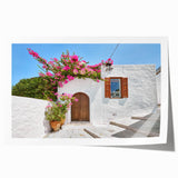 Extra large rolled print of Rhodes, Greece, featuring vibrant floral elements in pastel shades.