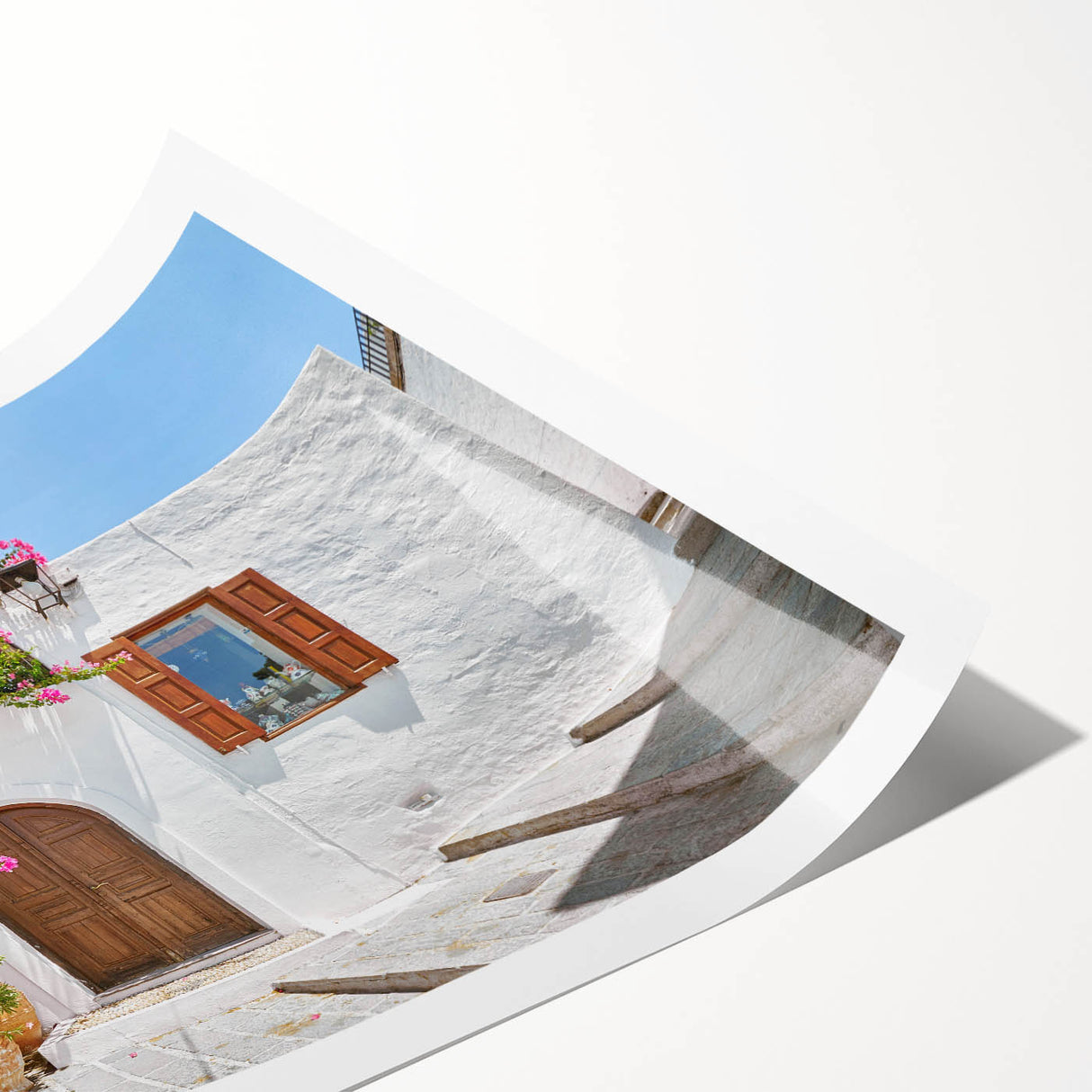 Extra large rolled print featuring line art flowers in subtle pastel shades, ideal for large living room wall art.