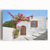 Black and white photo of Rhodes, Greece on stretched canvas, ideal for kitchen wall art or bedroom ambiance.