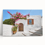 Black and white photograph of Rhodes, Greece on stretched canvas, ideal for kitchen wall art.