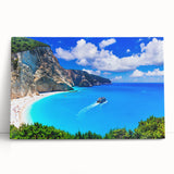 Black and white photograph of a Greek landscape on a large stretched canvas, suitable for kitchen wall art.