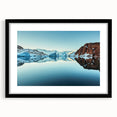 Extra large abstract art print featuring textured, colorful imagery of a Greenland landscape on a framed black mat.