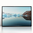 Large abstract wall art featuring a muted monochrome Greenland landscape on a framed acrylic.
