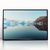 Large abstract wall art featuring a muted monochrome Greenland landscape on a framed acrylic.