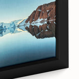 Black wall art featuring a textured Greenland scenery in vibrant colors on a framed canvas, ideal for living room decor.