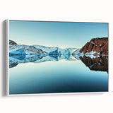 Vintage poster art of Greenland scenery on framed canvas with colorful art in extra large size, ideal for living room wall.