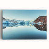 Black and white photograph of a serene Greenland landscape on stretched canvas, ideal for kitchen wall art.