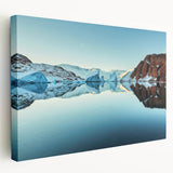 Large art print of Greenland scenery on stretched canvas, featuring vibrant green and blue tones, ideal for kitchen wall art.
