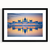 Extra large abstract art print of a colorful European landscape, textured on a black framed mat, ideal for living room decor.