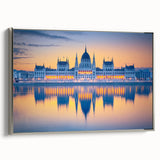 Framed canvas landscape art painting of a vintage Hungarian scenery in vibrant colors, ideal for living room decor.