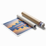 Extra large rolled print of a European scenery with vibrant floral elements.
