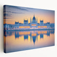 Large canvas print of a European cityscape with muted earth tones, perfect for kitchen wall art.