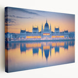 Large canvas print of a European cityscape with muted earth tones, perfect for kitchen wall art.