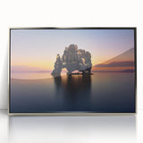 Framed acrylic print of a serene Icelandic landscape in muted earth tones, ideal for modern art wall decor.