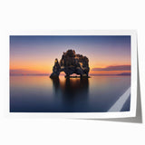 Extra large rolled print of a scenic Icelandic landscape in muted green and blue tones, ideal for dining room wall art.