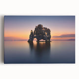 Icelandic landscape in black and white on stretched canvas, ideal for kitchen wall art or bedroom decor.