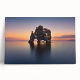 Black and white photo of Iceland's landscape on large stretched canvas, suitable for kitchen art.