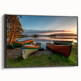 Black and white framed canvas depicting a vintage Irish landscape, ideal for bedroom wall decor.