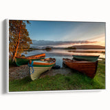 Vintage poster art of an Irish landscape on extra large framed canvas, featuring vibrant green and blue tones.