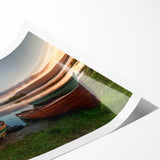 Extra large rolled print of line art flowers in muted greens and whites, ideal for large living room wall art.