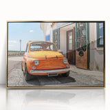 Acrylic print of Amalfi Coast with vibrant blue and pastel hues in an art deco style, ideal for modern art wall decor.