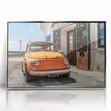 Large art print of the Amalfi Coast in Italy on framed acrylic, featuring vibrant blue and green tones.