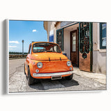 Vintage poster art of the Amalfi Coast in vibrant colors on a large framed canvas, ideal for living room decor.