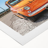 Art deco poster of Amalfi Coast with vibrant blue and pastel hues on rolled canvas, ideal for dining room wall art.