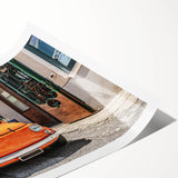 Extra large wall art featuring a line art depiction of flowers with vibrant hues of the Amalfi coast.