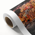 Art deco poster of Cinque Terre with pastel shades on rolled canvas, ideal for nursery wall art.