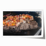 Rolled print of Cinque Terre with vivid coastal hues, ideal for art wall dining room.