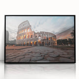 Large abstract wall art depicting the Colosseum in muted earth tones on framed acrylic.