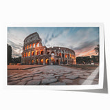Rolled print of the Colosseum in muted earth tones, ideal for art wall dining room.