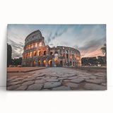 Black and white stretched canvas of the Colosseum in Rome, ideal for kitchen wall art.