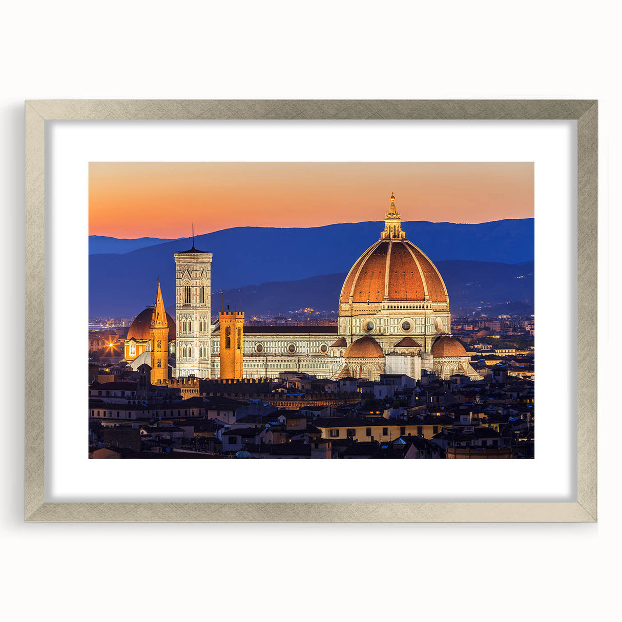 Extra large wall art of abstract Florence scenery in muted earth tones on framed canvas, ideal for living room decor.