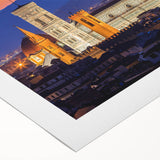 Art deco poster of Florence skyline in muted earth tones on rolled canvas, suitable for dining room decor.