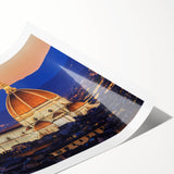 Extra large wall art featuring line art flowers over a Florence scenery, printed on rolled canvas.