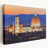 Large stretched canvas featuring a detailed Florence cityscape in earth tones, ideal for kitchen wall art.