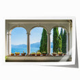Extra large rolled print of Lake Como with vibrant floral accents, ideal for art wall dining room.