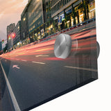 Large abstract depiction of Milan on acrylic glass, featuring mid-century modernist style and muted earth tones.